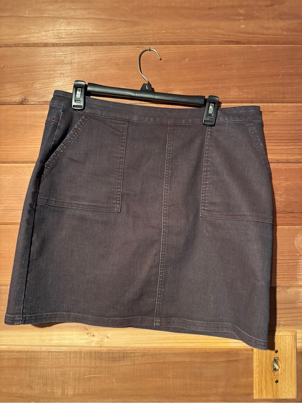 Prana Dark Purple Denim Skirt with Branded Waistband